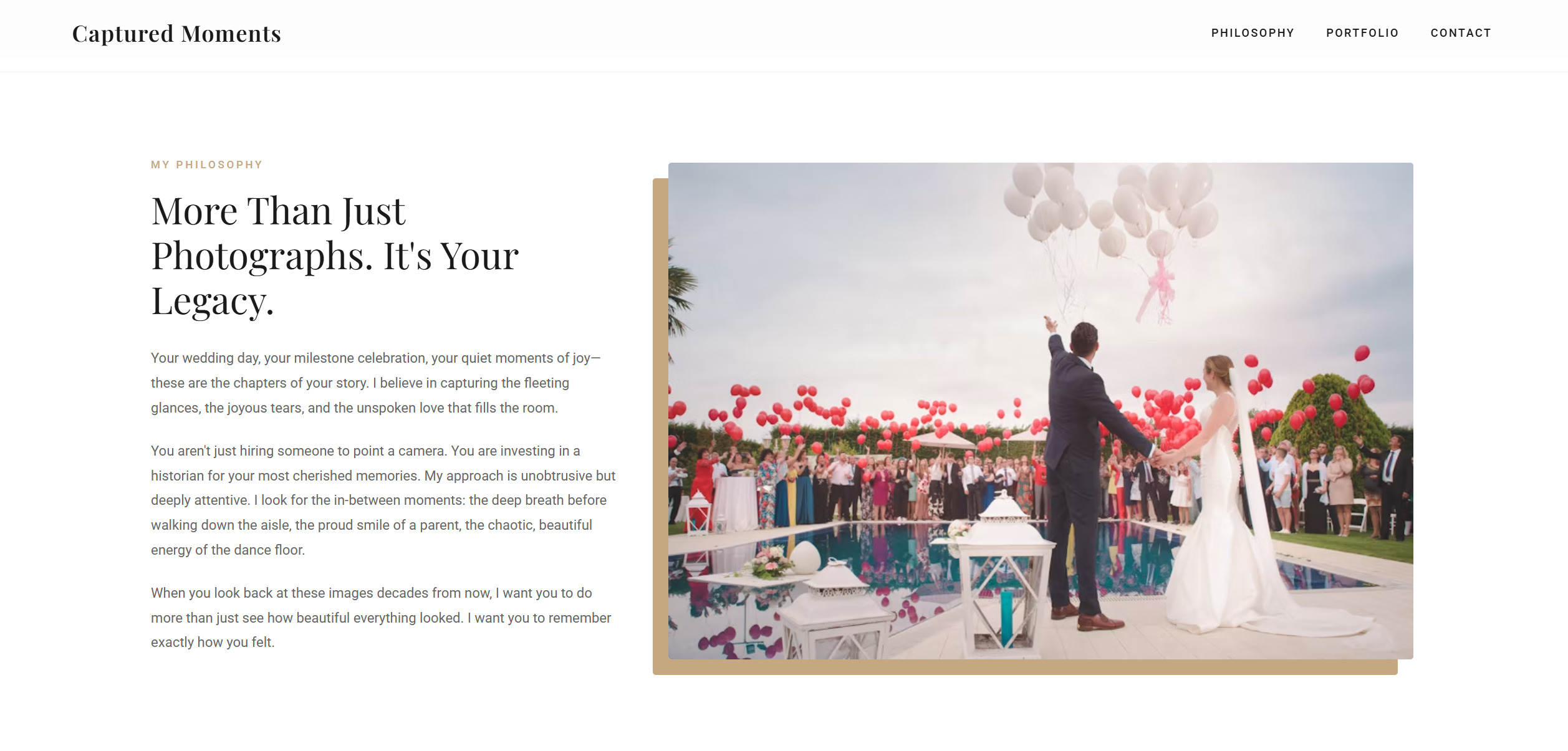 Photography website template screenshot