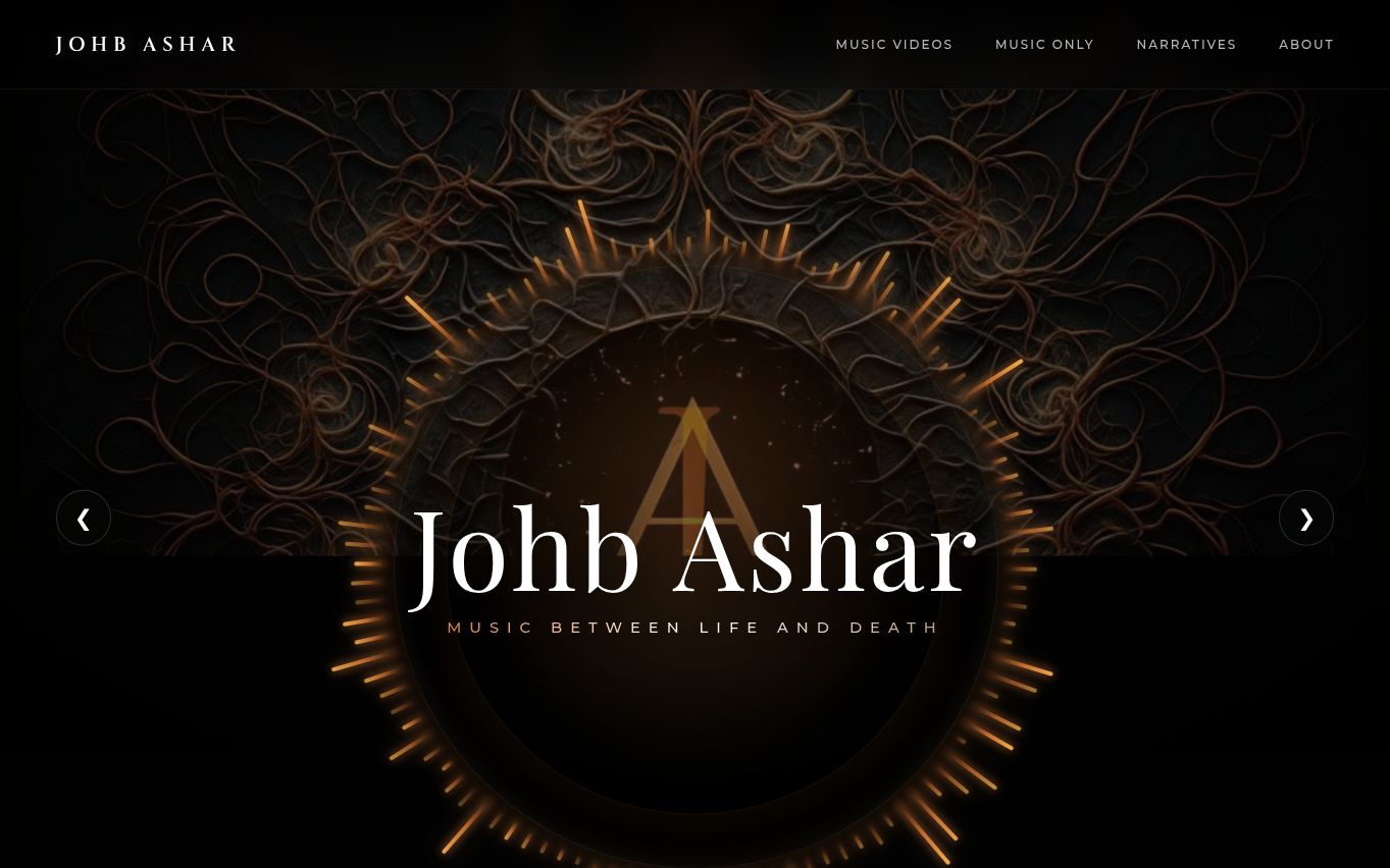 Ashar Music website homepage preview