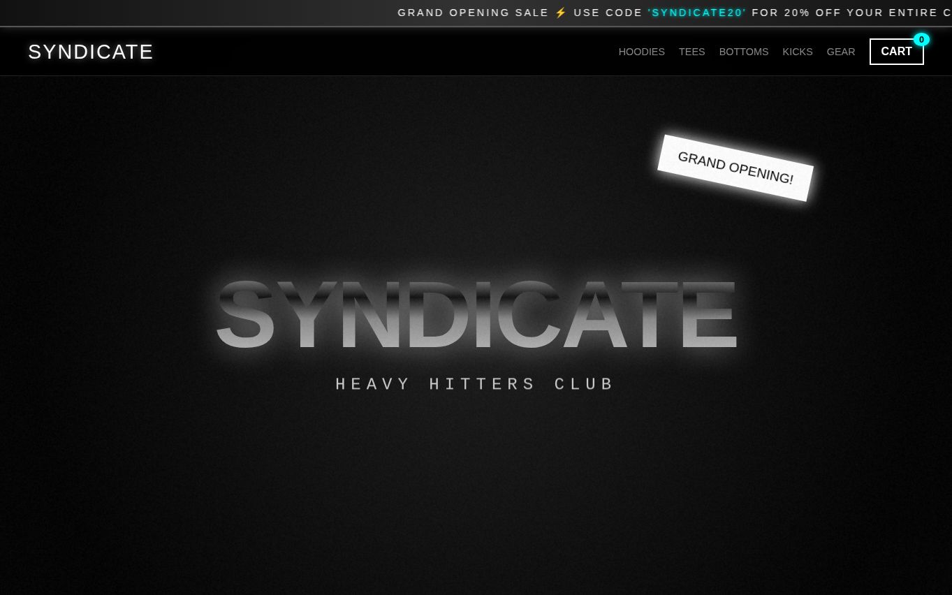 Street Syndicate clothing brand website concept preview
